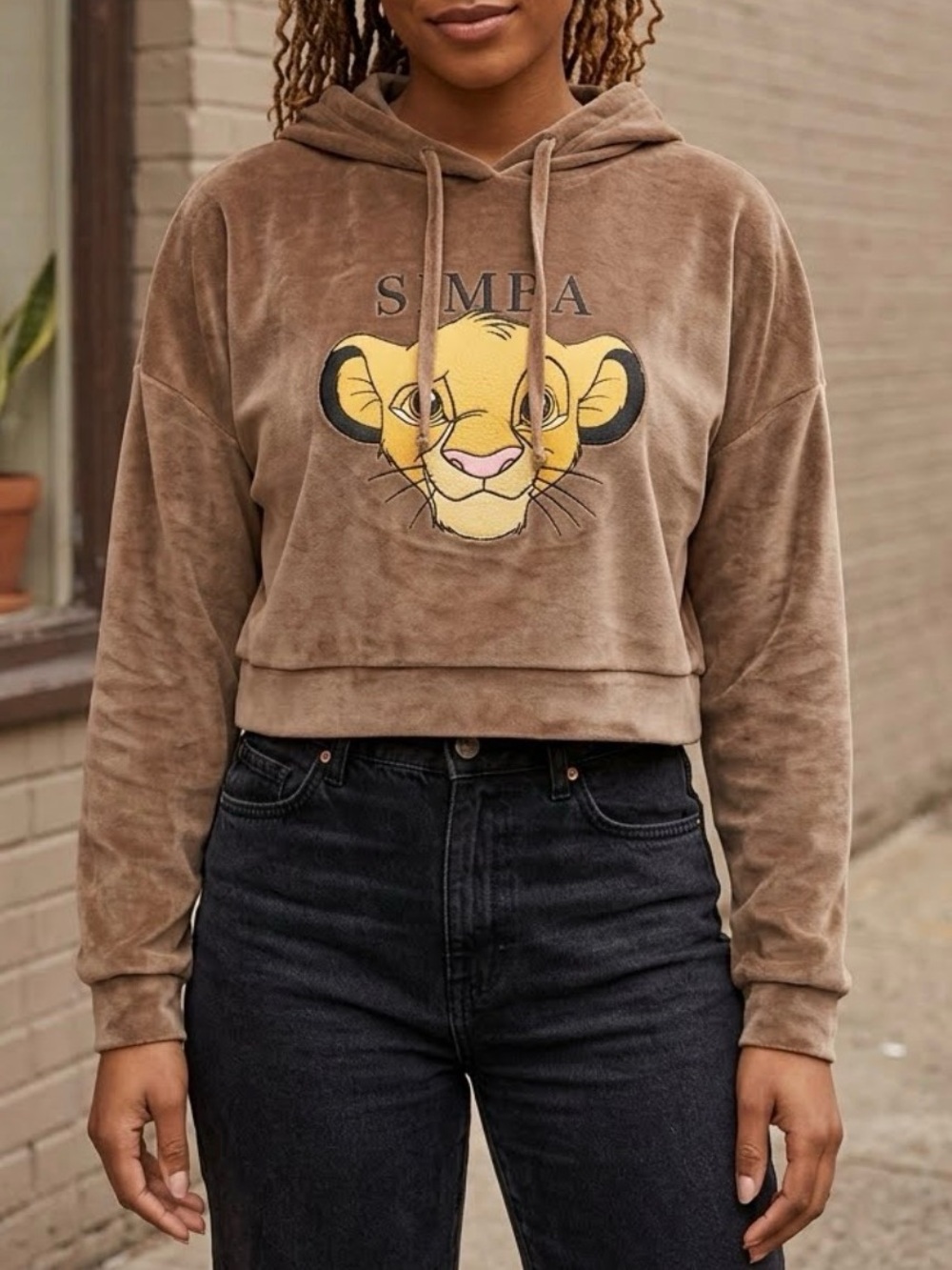 Disney The Lion King Simba Velour Cropped Hoodie - Size M 0490